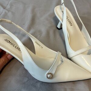 Women's White Slingback Heels